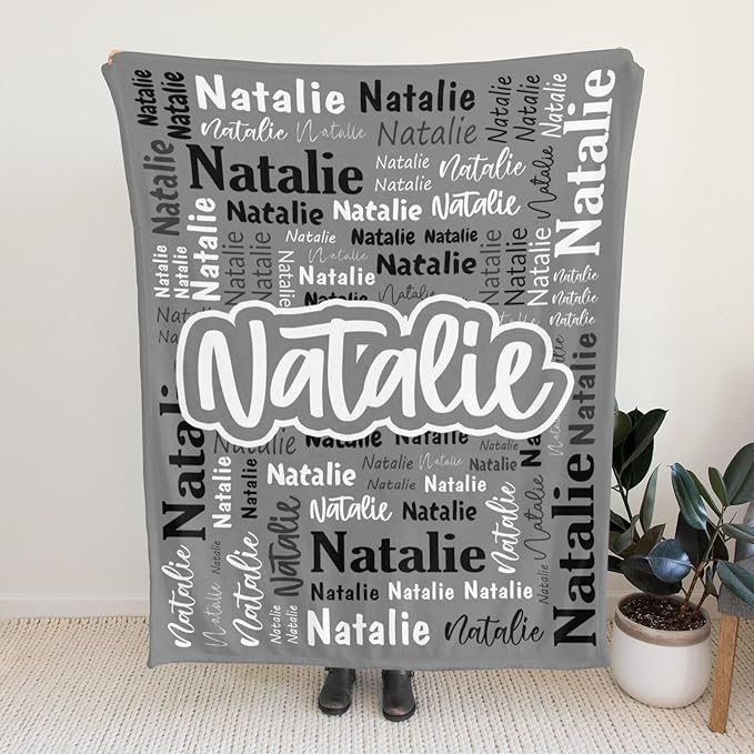 Custom Blanket with Name Personalized Blankets for Kids Adult Boys Girls Flannel Monogrammed Customized Blankets Throw (50''x60'')