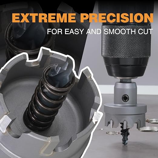Tungsten Carbide Tipped Hole Cutter,1-3/8 inch TCT Hole Saw with 5mm Hole Depth Heavy Duty for Stainless Steel, Mild Steel, Iron, Copper, Brass, Plastic