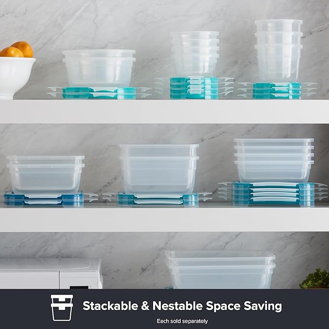 Snapware Total Solution 16-Pc Plastic Food Storage Containers Set,(4) 2-Cup & (4) 1.2-Cup Round Meal Prep Container, BPA-Free Lids with 4 Locking Tabs, Microwave, Dishwasher, and Freezer Safe