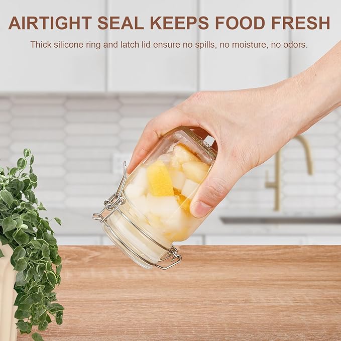 6 Pack Spice Jars, 8 oz Glass Containers with Airtight Lids, Small Herb Jars with Labels for Kitchen Storage