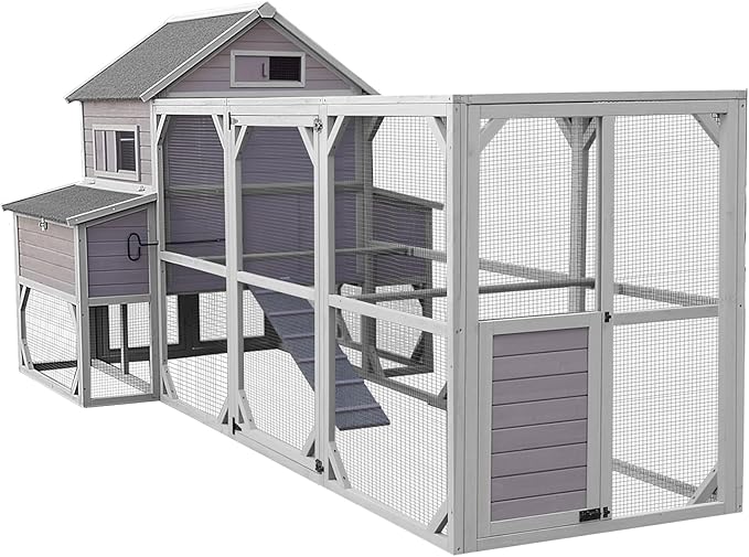 Aivituvin Large Chicken Coop 137" L Hen House Duck Cage for 10-15 Chickens 55ft² with Spacious Run, 6 Nesting Box, 6 Raised Perches