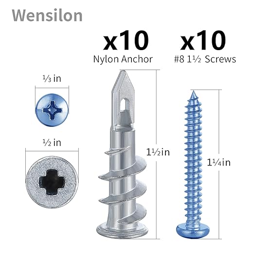 Self-Drilling Drywall Anchors Assortment Kit – 182 Pcs for Concrete, Drywall,sheetrock Anchors， and Sheetrock – Heavy Duty Wall Anchors for Easy Installation, No Drill Bit Required