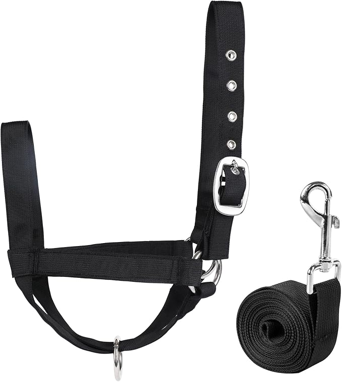 perixir Cow Halter Cattle Halters Calf Halter with Leading Rope，Adjustable Nylon Livestock Cattle Halter，for Miniature Horse Donkey Goat Foal
