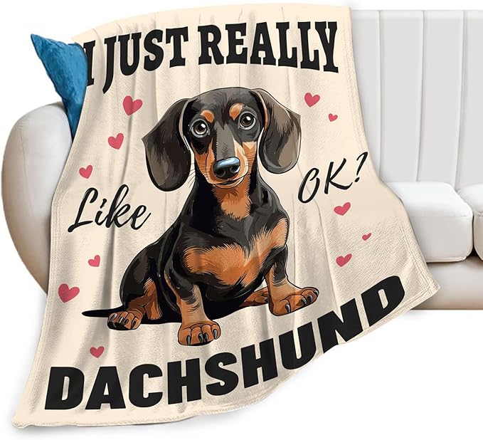 Dachshund Blanket, Soft Plush Fleece Weiner Dog Animal Throw Blanket - Cozy Warm Stuffed Blankets Bedding Dachshund Gifts for Women Girls Kids Adults 60"X80"