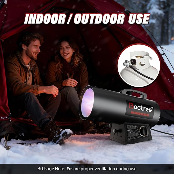 12,500 BTU Forced Air Propane Heater, 10 ft Hose with Regulator Included,Portable Space Heater for Garage, Adjustable Liquid Propane for Shop, Jobsite, Construction Sites