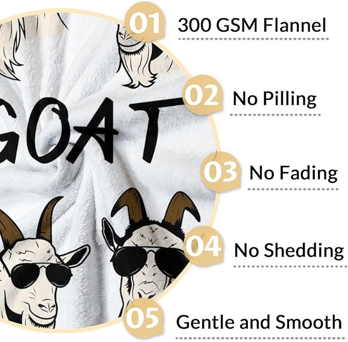 Goat Blanket for Girls - 50x60 Inches Soft Fuzzy Plush Throws Gift - White Funny Throw Blanket for Bed, Couch, Sofa