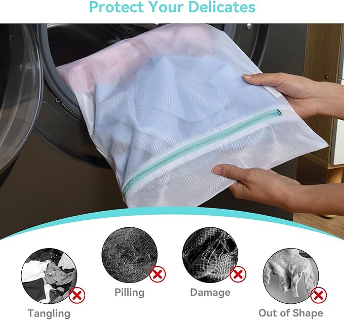 OTraki Mesh Laundry Bag for Delicates 12x16 inch Small Laundry Wash Bags for Washing Machine with Reinforced Zipper Soft Fine Mesh Lingerie Bags for Washing Delicates Bra Socks Underwear, White