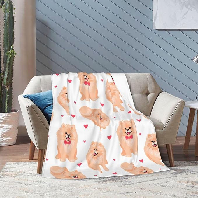 Pomeranian Super Cozy Soft Throw Blanket - Warm Plush Fluffy Dog Stuff Gifts for Women Girls - Fleece Flannel Gift Blankets for Kids Adults 60"X50"