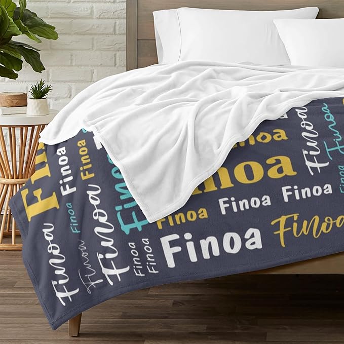 Custom Blanket with Name Personalized Blankets for Kids Adult Boys Girls Flannel Monogrammed Customized Blankets Throw (30''x40'')