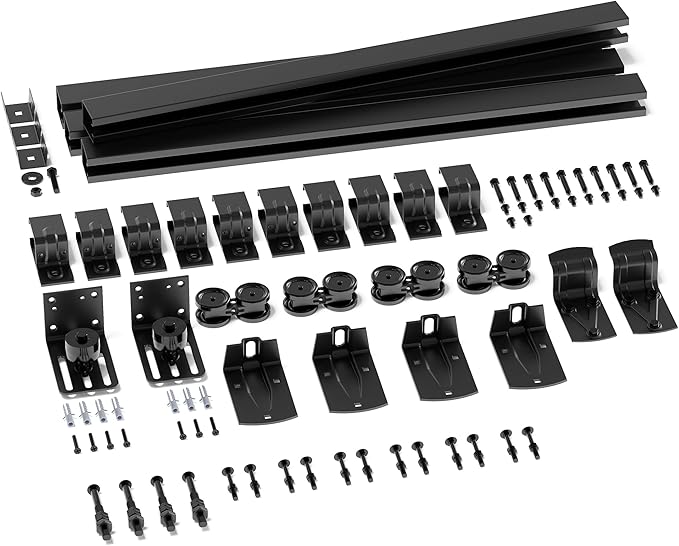 SMARTSTANDARD 12FT Box Rail Hardware - Exterior Barn Door Hardware Kit,Sliding Barn Door Hardware,Heavy Duty Wall Mount Kit,Fit Indoor and Exterior Door,Easy to Install(Widest to 72" Wide Door)