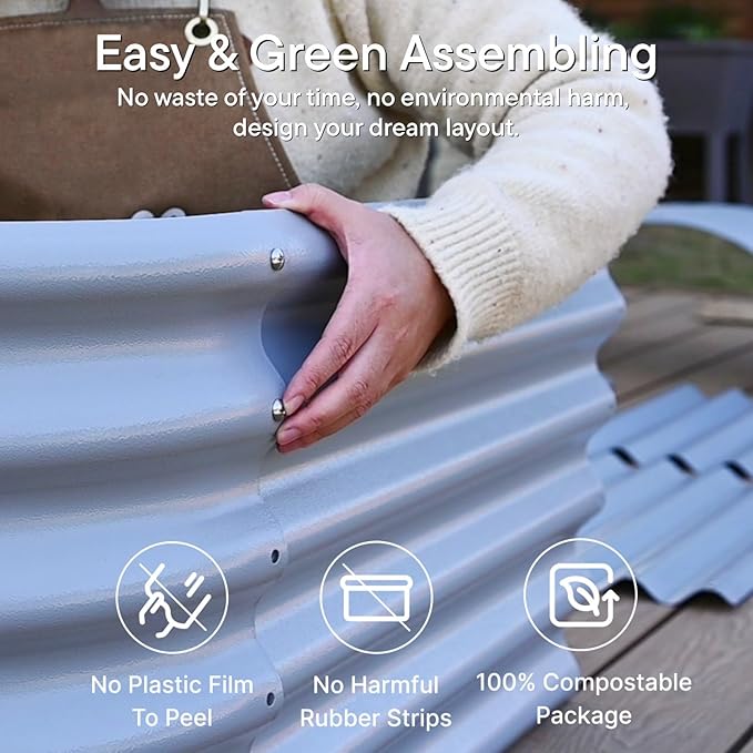 Galvanized Raised Garden Bed 6x2x1.5 ft, 17" Tall Metal Planter Boxes Outdoor for Herb, Strawberry Above Ground Raised Bed Kit for Gardening, Durable Zn-Al-Mg Coated Flower Box - Brooklyn Grey