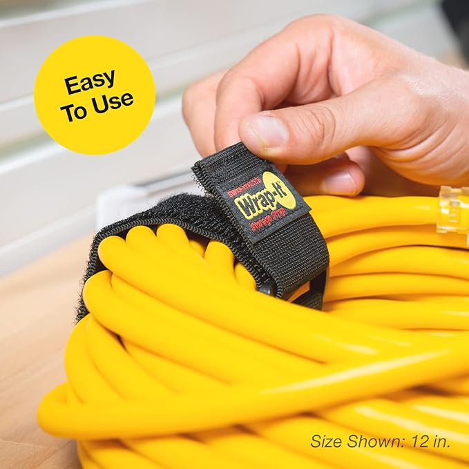 Super-Stretch Wrap-It Storage Straps - (6) 18" Orange - Elastic Hook and Loop Cinch Straps - Extension Cord Organizer, Hose and Cables Straps, Cord Wrap, Cord Keeper, Garage and RV Storage Accessories
