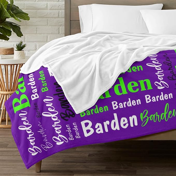 Custom Blanket with Name Personalized Blankets for Kids Adult Boys Girls Flannel Monogrammed Customized Blankets Throw (30''x40'')