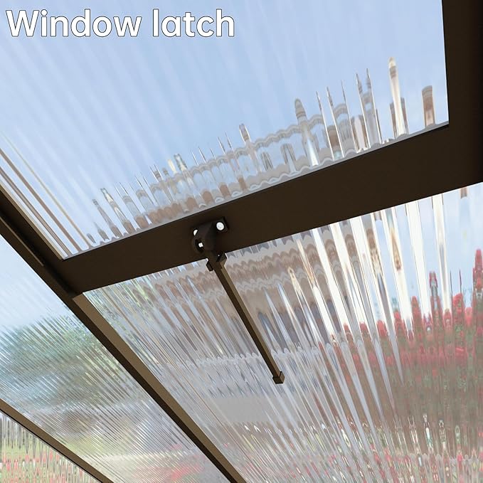 CQZY 6x8 FT Greenhouse for Outdoors, Polycarbonate Greenhouse with Quick Setup Structure and Roof Vent, Aluminum Large Walk-in Green House for Outside Garden Backyard, Dark Gray