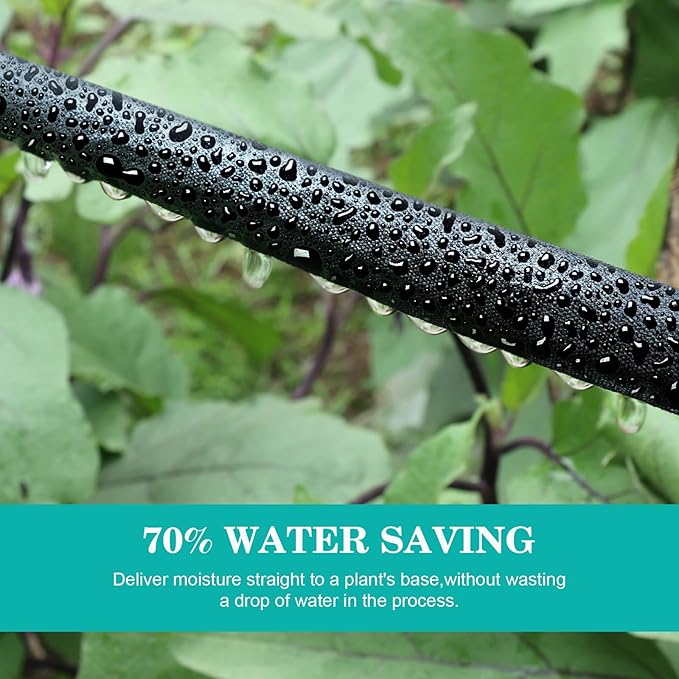 AIODE Flat Soaker Hose 150FT(50FT 3Pack) for Garden Beds Drip Hose Heavy Duty Save 80% Water for Vegetable Tree (150FT)