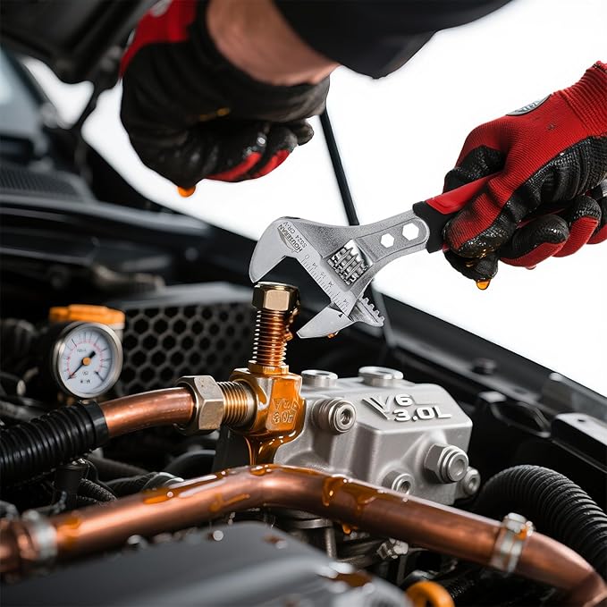 10-Inch Adjustable Wrench, Wide Jaw Adjustable Wrench with Anti-Slip Grips, Cr-V Steel Wrenchs for Home Repair, DIY, Garage