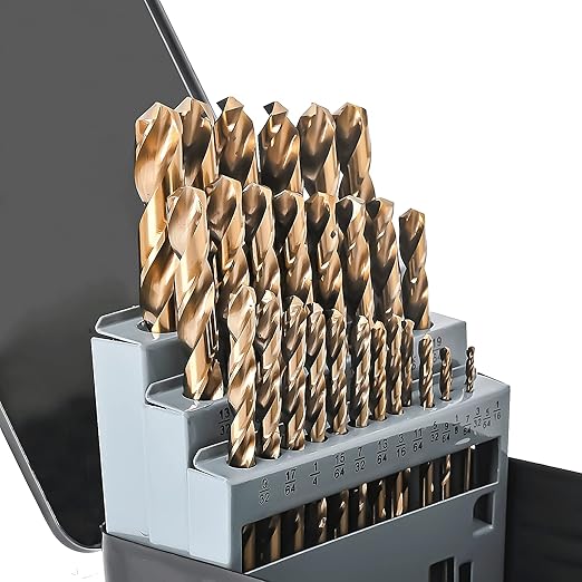 M35 5% Cobalt Drill Bits Set 29PCS (1/16"-1/2"), Straight Shank Jobber Drill Bits, Metal HSS Twist Drill Bits for Stainless Steel Hard Metal and Cast Iron