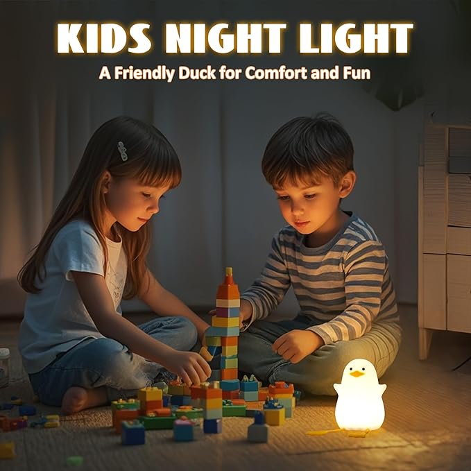 Duck Night Light, Silicone Duck Lamp, Cute Bedside Duck Goose Funny Nightlight with Dimmer and Timer for Room Decor, Duck Gifts for Girls,Boys, Women, Little Ones- Duck
