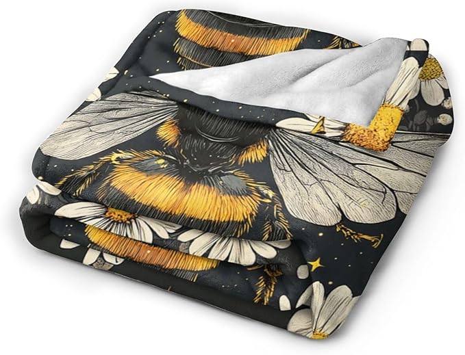 Bee Blanket Honey Bees Throw Blanket Soft Warm Cozy Fuzzy Plush Bumble Bee Throw Blanket Gifts for Girls Women Bees Lightweight Fleece Flannel Gift Blankets for Kids Adults 50"X60"