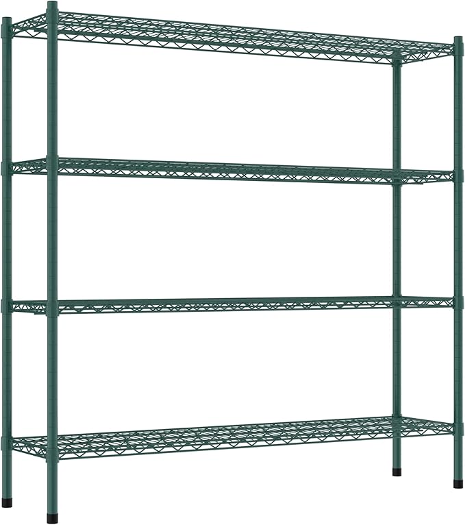 Commercial NSF Listed Green Epoxy Stationary Wire Shelving Kit 14" x 54" x 54", with 4 Shelves Perfect for Warehouse, Walk-in Refrigerator, Freezer, Grocery Store, Restaurant, Dishroom