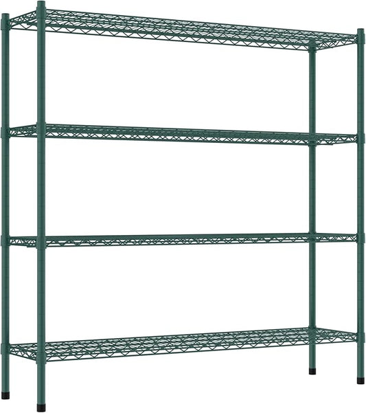 Commercial NSF Listed Green Epoxy Stationary Wire Shelving Kit 14" x 54" x 54", with 4 Shelves Perfect for Warehouse, Walk-in Refrigerator, Freezer, Grocery Store, Restaurant, Dishroom