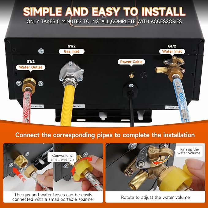 Propane Tankless Water Heater, 4.21GPM 16L Indoor,Constant propane water heater,Instant Hot Propane Gas Water Heater with Fahrenheit Digital Display,Multi-Protection