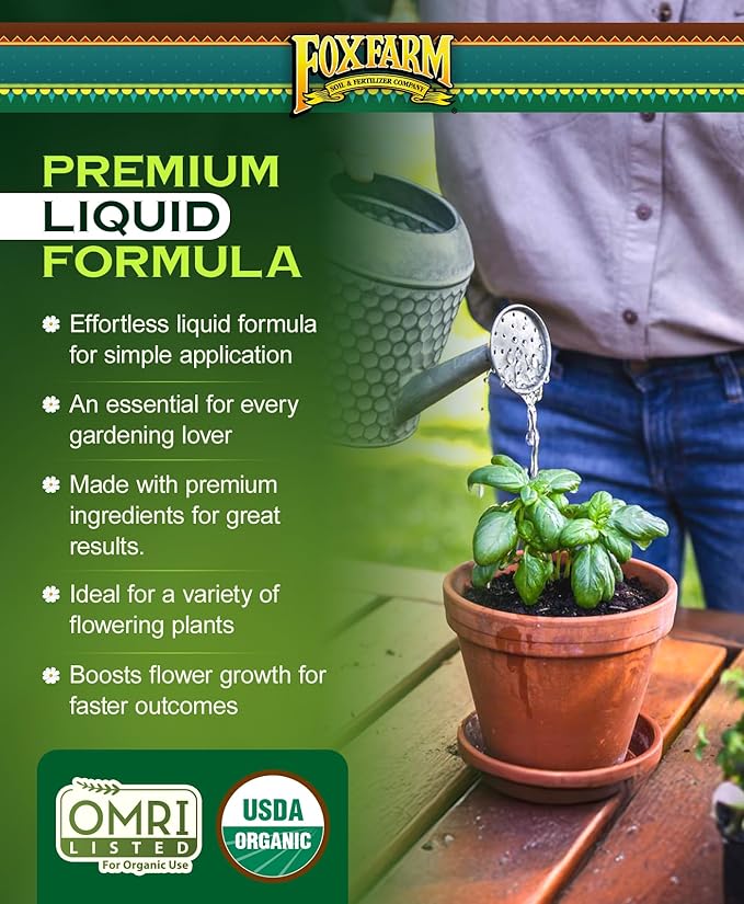 FoxFarm - Big Bloom Plant Food, Liquid Fertilizer Concentrate for Flowers, Fruits, and Vegetables, All Purpose Plant Fertilizer for Indoor & Outdoor Potted Plants, NPK 0-0.5-0.7 (2.5 Gallon)