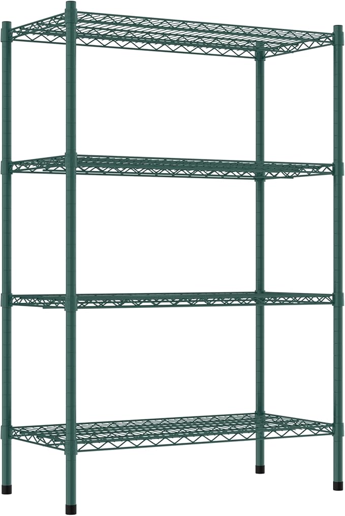 Commercial NSF Listed Green Epoxy Stationary Wire Shelving Kit 18" x 36" x 54", with 4 Shelves Perfect for Warehouse, Walk-in Refrigerator, Freezer, Grocery Store, Restaurant, Dishroom