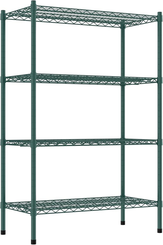 Commercial NSF Listed Green Epoxy Stationary Wire Shelving Kit 18" x 36" x 54", with 4 Shelves Perfect for Warehouse, Walk-in Refrigerator, Freezer, Grocery Store, Restaurant, Dishroom