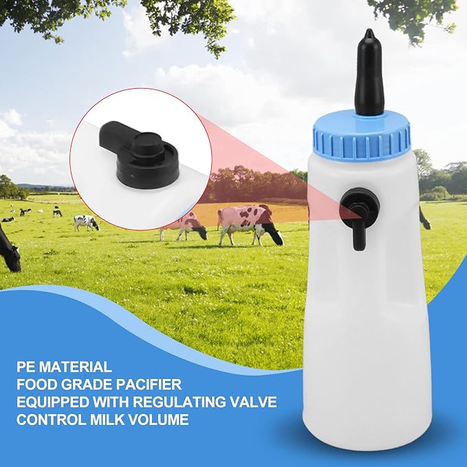 Vertical Calf Feeding Bottle with Handle Farm Goat Bottles Sheep Feeder Strong Sealing Pe Calfs Nursing for Lambs Calves Other Animals Livestock Tools 2.5l