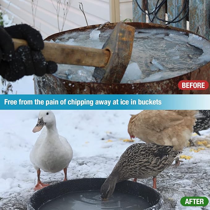 500W Chicken Waterer Heater, Aluminum Utility De-Icer for Farm & Livestock, Non-Conductive and Anti-Rust Heated Chicken Waterer, Bird Bath Heater Livestock Water Heater for Multiple Using