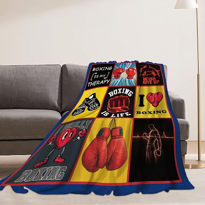 Boxing Blanket Boxing Gloves Sports Lover Throw Blankets Gifts for Girls Boys Kids Soft Cozy Fleece Plush for Couch Sofa Bed 80"x60"