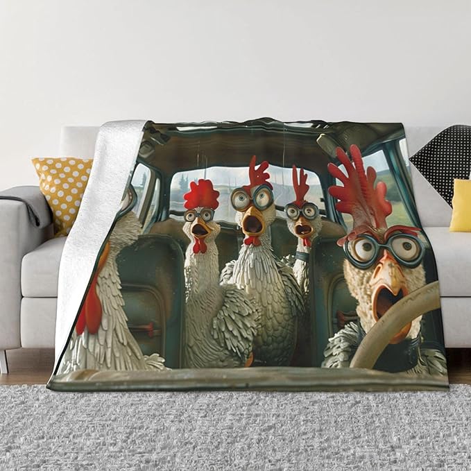 Funny Rooster Throw Blanket Chicken Decor Blanket Super Cozy Plush Lightweight Soft Plush Flannel Fleece Blanket Gifts for Rooster Lover Girls Boys Kids Women Men Teenager for Sofa Bed Couch 60"X50"