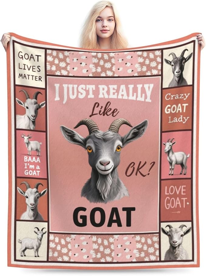 Goat Blanket, Soft Plush Fleece Farm Animal Throw Blanket - Cozy Warm Stuffed Blankets Bedding Goat Gifts for Women Girls Kids Adults 40"X50"