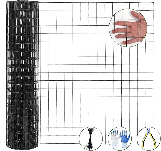 16 Gauge 2x2 Inch Hardware Cloth 36In x 50Ft – Galvanized Welded Chicken Wire Fence | Black Mesh Roll for Garden Farm Yard Animal Plant Protection, Poultry Cage Fencing