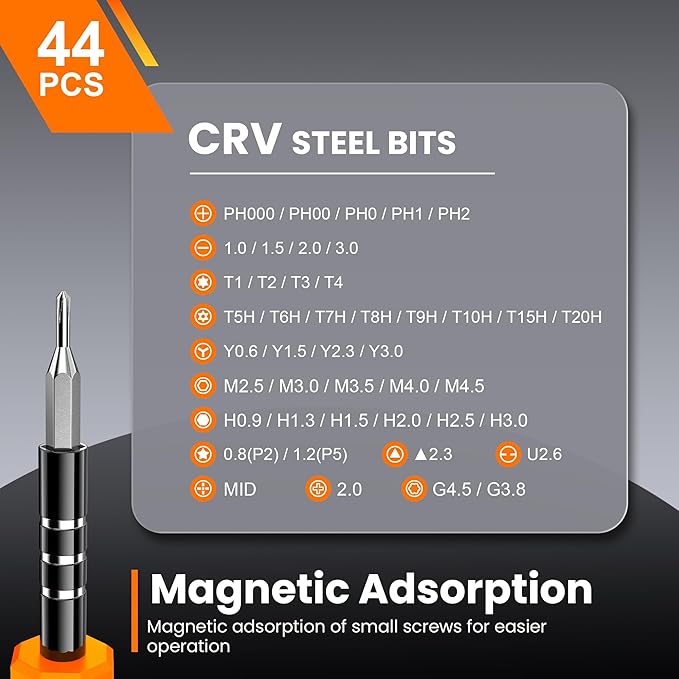 JOREST 59Pcs Small Precision Screwdriver Set with Torx T5, T6, T8, Mini Repair Tool Kit for Macbook, Computer, Laptop, iPhone, PS4 PS5, Xbox, Switch, Eyeglasses, Watch, PC, Ring Doorbell, Electronic