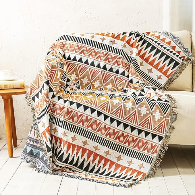Lqprom Boho Southwest Throw Blankets Aztec Southwest Throws Cover Outdoor Camping Picnic Tent Beach Travel 51"x63"