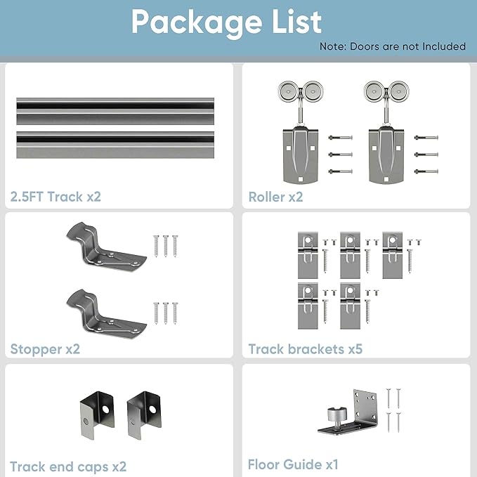 5FT Heavy Duty Exterior Barn Door Hardware Kit, BarnBase Box Rail Door Hardware Kit, Outdoor Hardware Kit for 1 Door(Door not Include), 450 lbs Capacity, Silver