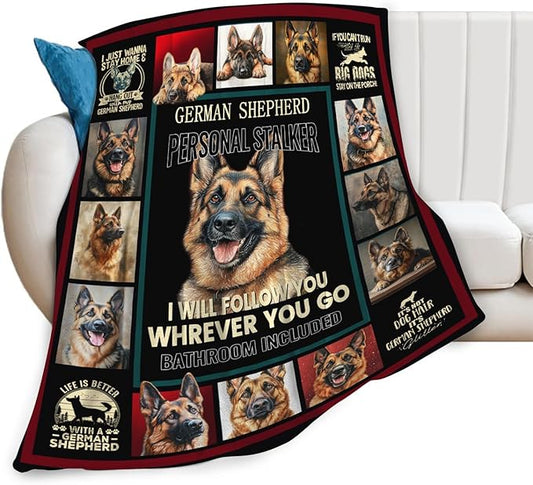 Dynova German Shepherd Blanket Cozy Plush Dog Lovers Gifts Throw Blankets Animal Fuzzy Flannel Fleece for Girls Boys Women Men 60"X50"