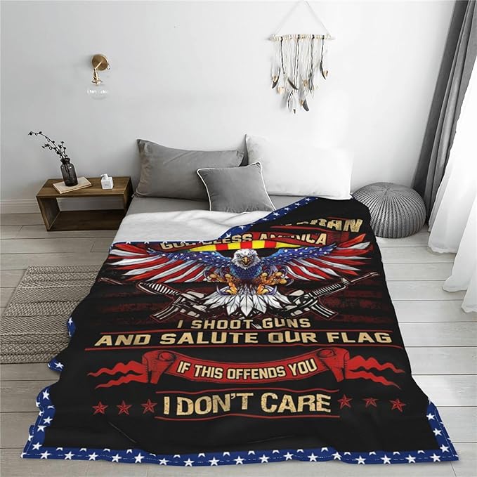 Vietnam Veteran Blanket Army Throw Blanket Soft Fleece Flannel Patriotic Bald Eagle Bedding Military Gifts for Veterans Men Boys Lovers Adults Stuff Plush for Couch Sofa Bed Room Decor 40"X50"