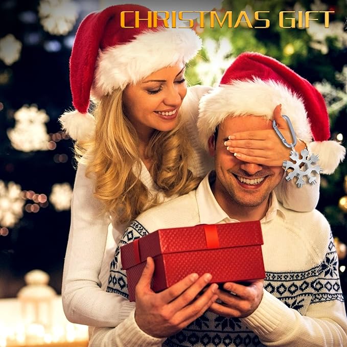 FZENeast 18-in-1 Snowflake Multitool, 3 Piece Stainless Steel Wrench With Key Ring, Carabiner Clip and Gift Bag (Silver)