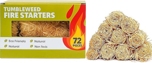 Tumbleweed Fire Starters – 72 Eco-Friendly, Waterproof Starters for Campfire, Fireplace, BBQ, Grill, Wood Stove – Long Burning, Natural Wax & Wood Shavings – No Odor, Chemical-Free