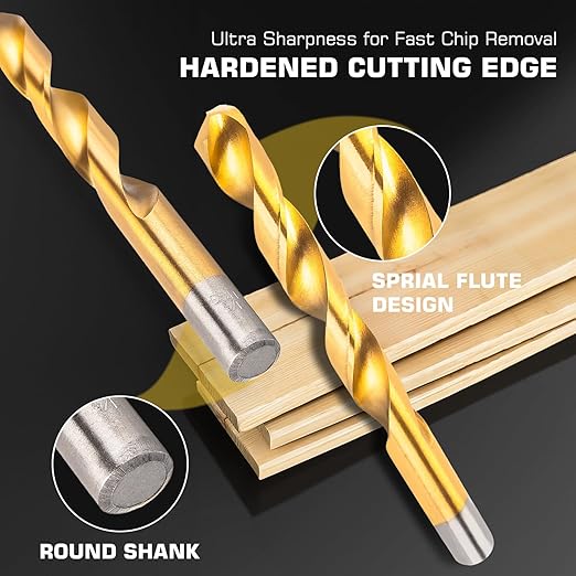 230 Pcs Titanium Twist Drill Bit Set for Metal and Wood,Coated HSS Conventional 118 Deg Tip Titanium Drill Bit Kit Set, Drill Bits Kit with Storage Case
