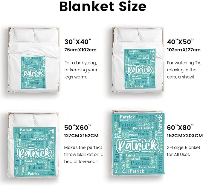 Custom Blanket with Name Personalized Blankets for Kids Adult Boys Girls Flannel Monogrammed Customized Blankets Throw (40''x50'')