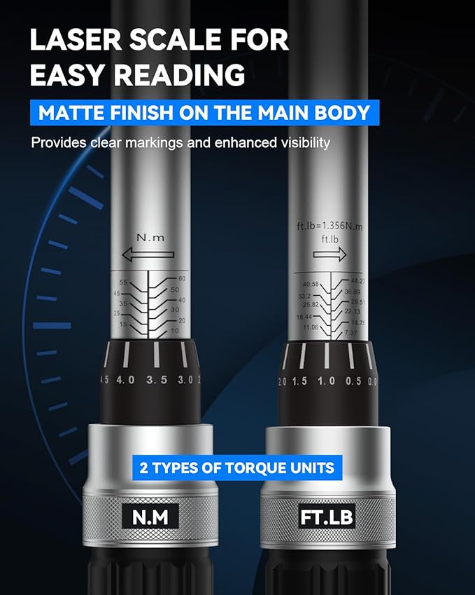 GOYOJO 32-Piece Torque Wrench Set, Chrome Vanadium Steel, 2-24 N.m - Includes 1/4" & 3/8" Sockets, T10-T40, M5-M8, H2-H8, PH1-PH3 Bits, 1/4" 4-Inch Extension - Versatile for Automotive, Cycling & DIY
