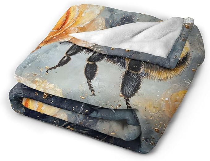 Bee Blanket Gifts for Girls Boys Flower Throw Cozy Plush Fleece Flannel Lightweight Fuzzy Party Blankets for Women Men 50"X40"
