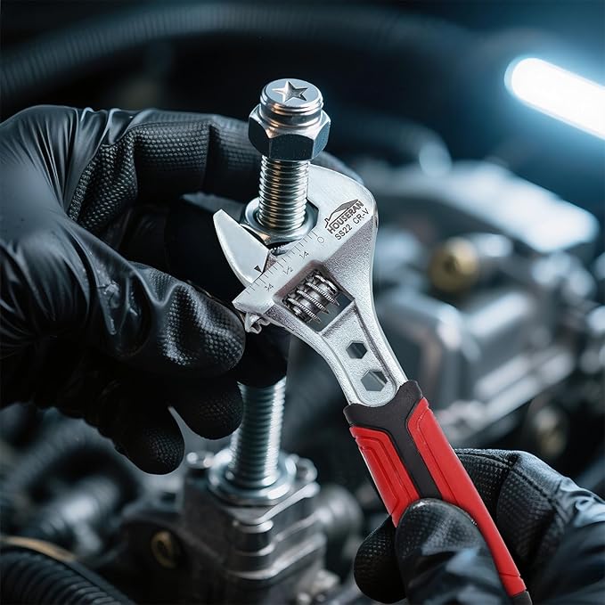 6-Inch Adjustable Wrench, Wide Jaw Adjustable Wrench with Anti-Slip Grips, Cr-V Steel Wrenchs for Home Repair, DIY, Garage