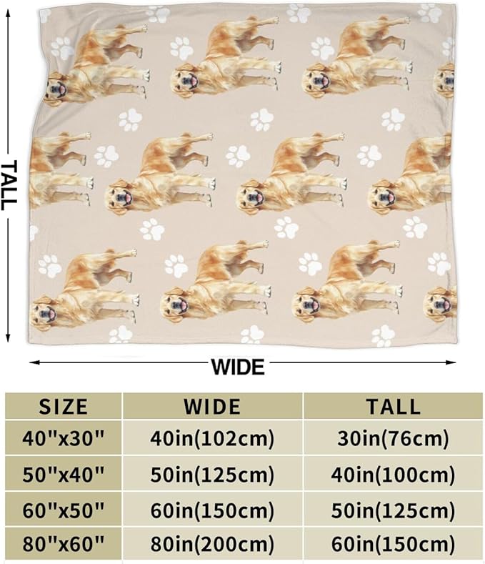 Golden Retriever Dog Throw Blanket Golden Retriever Dog Lover Flannel Blankets Fuzzy Plush Super Soft Cozy Warm Decor Gifts for Boys Girls Kids Adults Men Women 50" x 60"
