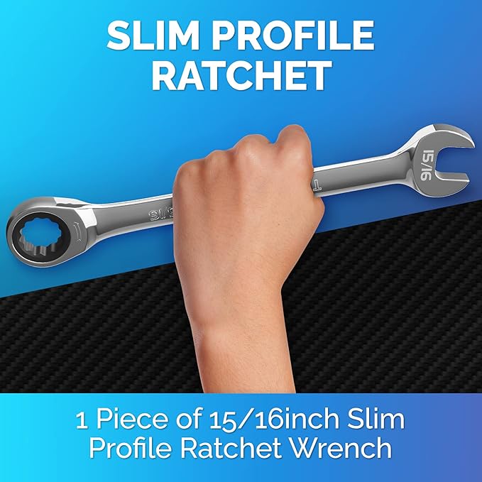 TOOLGUARDS 15/16'' Wrench - Ratcheting Wrench - Slim Profile - Ratchet Wrench - 100% Lifetime Satisfaction Guarantee