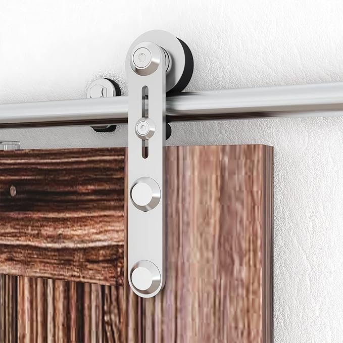 TSMST 9FT Sliding Barn Door Hardware Kit, Stainless Steel Heavy Duty Sturdy Barn Door Track for Single Wood Door, Slide Smoothly Quietly (I Style)